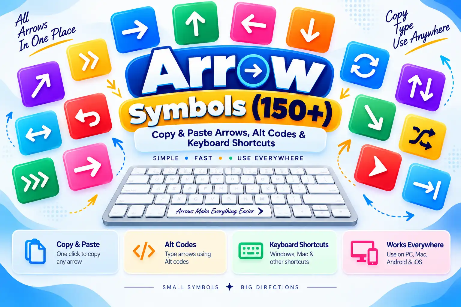 Arrow Symbols (150+) — Copy & Paste Arrows, Direction Indicators, Alt Codes and Shortcuts