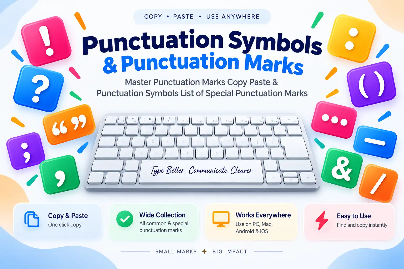Punctuation Marks & Symbols — Copy, Paste, Alt Codes & Keyboard Shortcuts