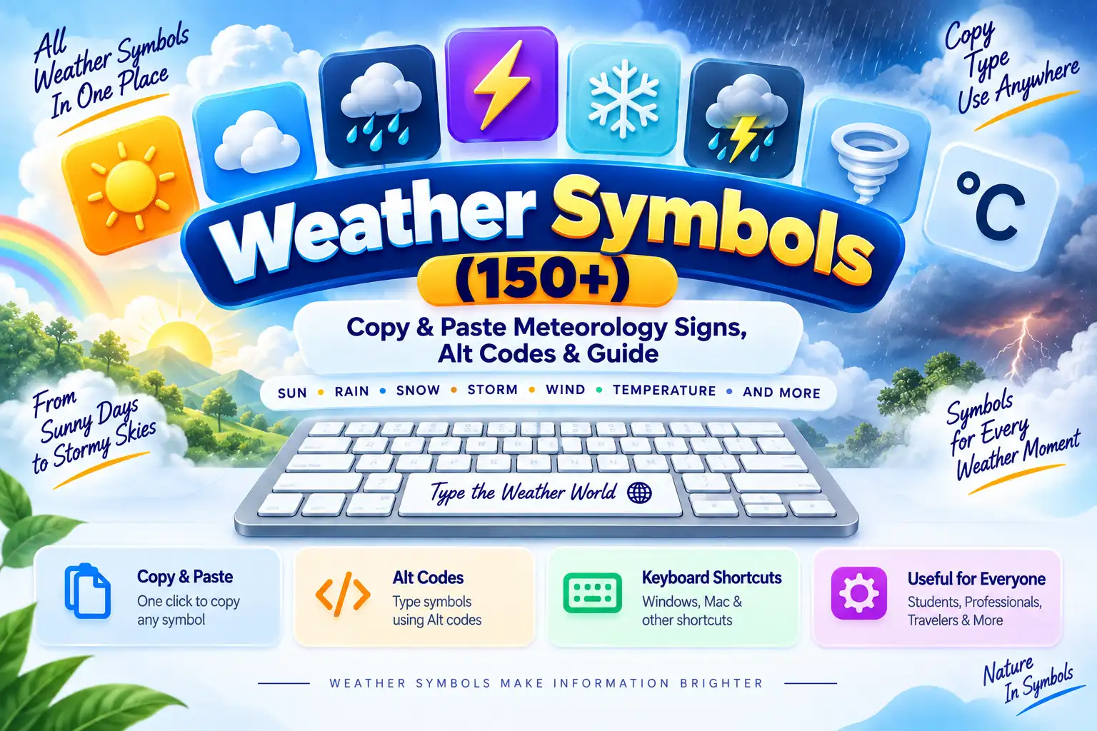 Weather Symbols & Meteorology Signs — Copy & Paste Weather Icons, Alt Codes and Unicode